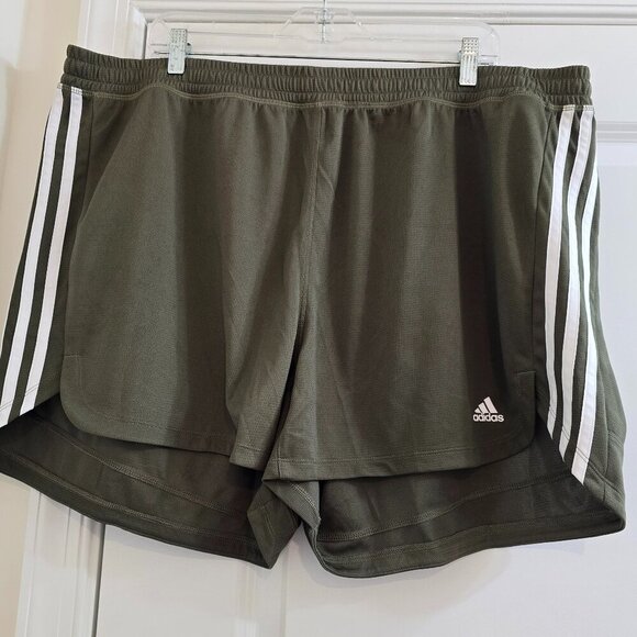 Adidas Pacer Shorts - 4 Inch Inseam - Olive Green - Picture 3 of 8